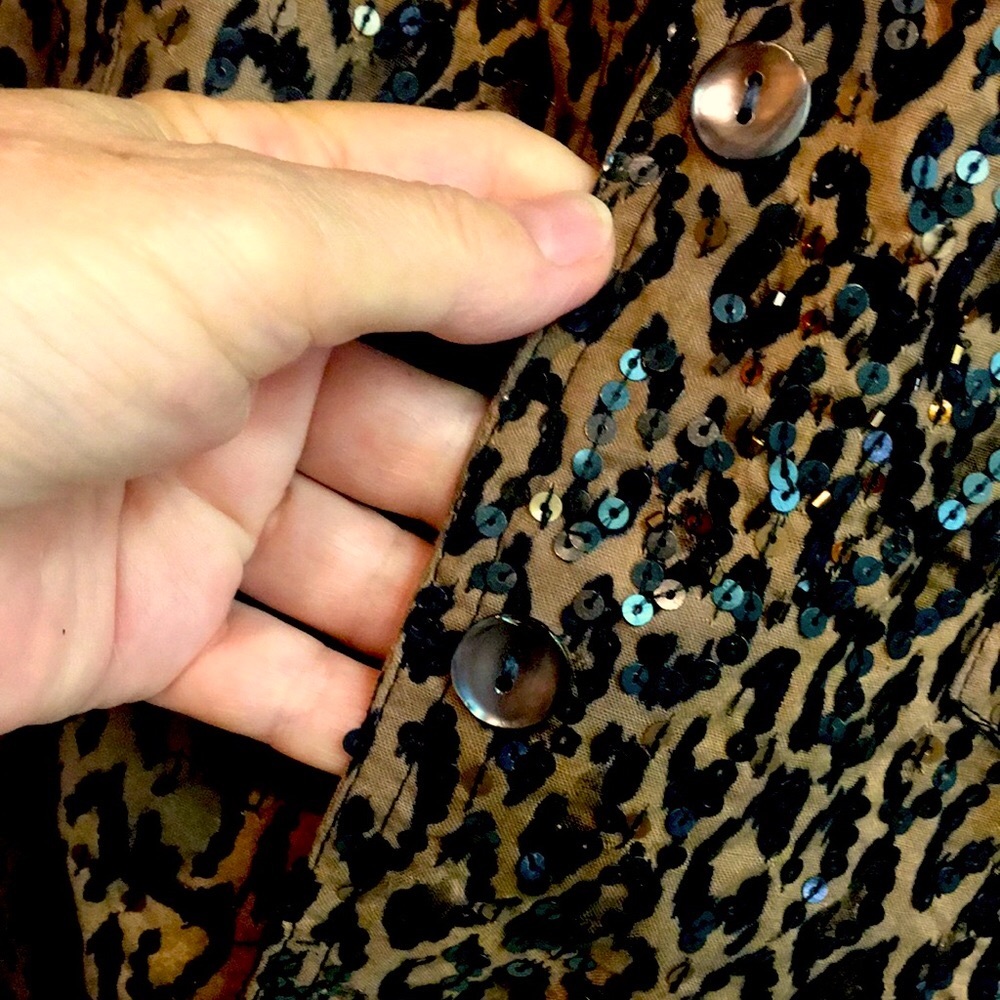 NWOT Leopard Print Sequin Jacket - Picture 9 of 10